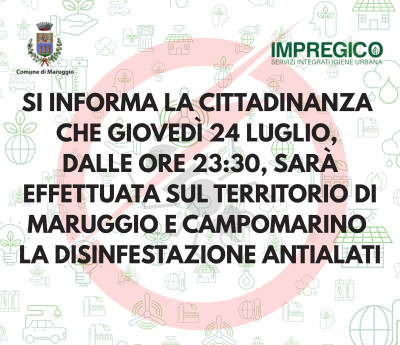 AVVISO DISINFESTAZIONE ANTIALATI