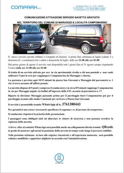 SERVIZIO NAVETTA GRATUITO